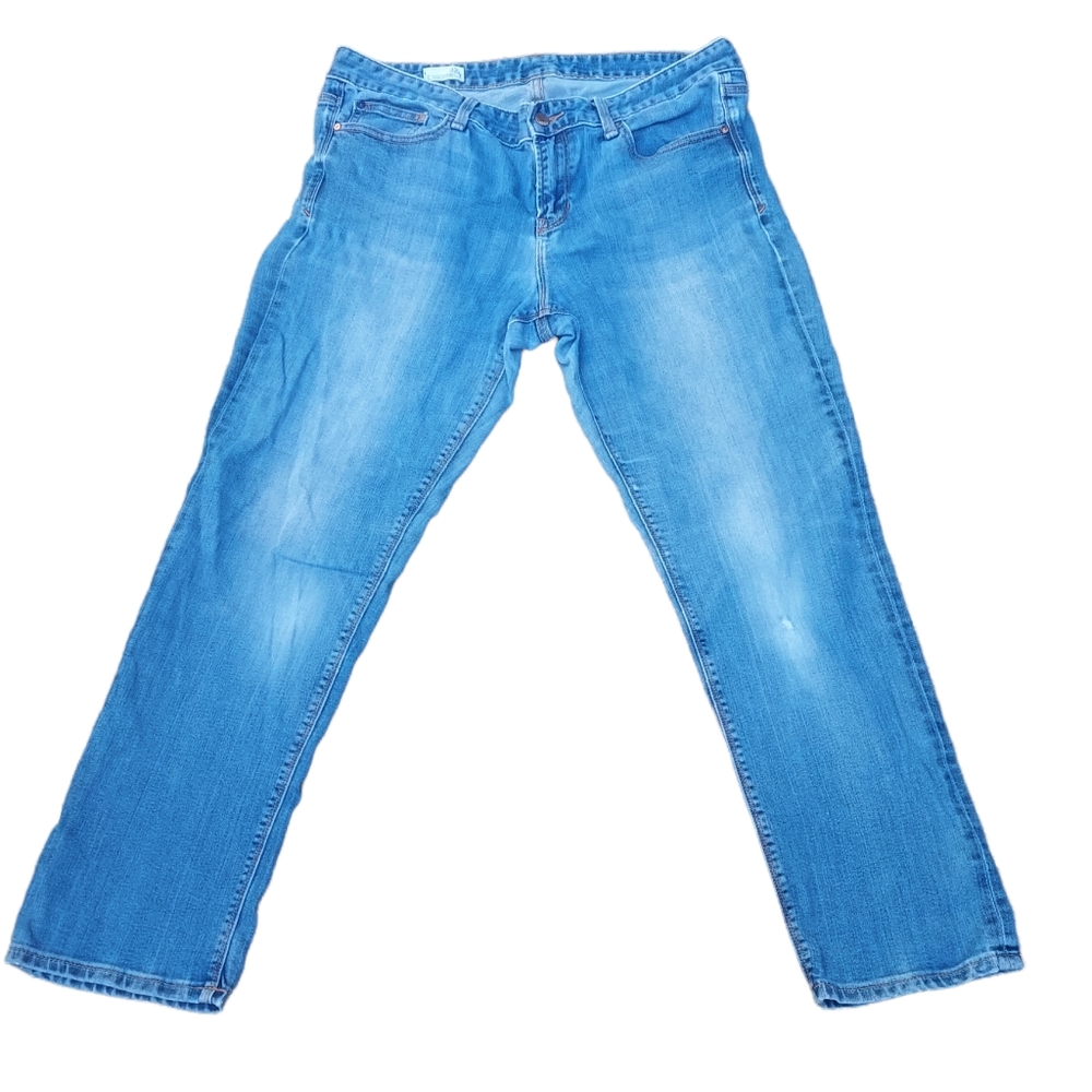 Gap Jeans 32s Real Straight Woman Denim Pants Blue Bottoms Trousers